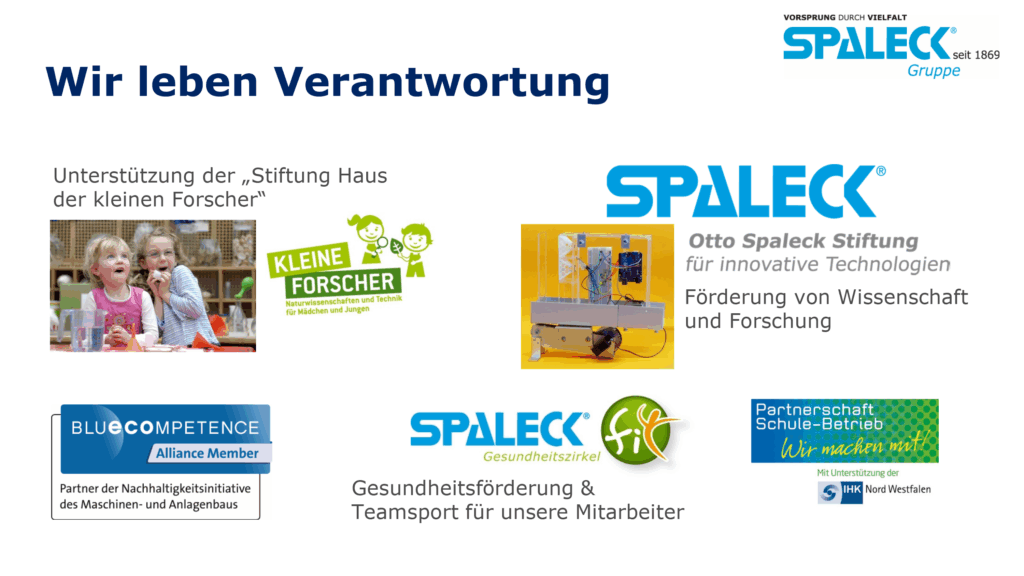 Grafik zeigt Engagement der Spaleck Gruppe im Nachhaltigkeitsbericht 2016.