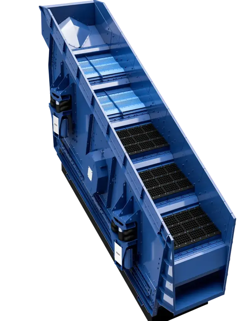 Blauwe industriële zeefmodule voor recycling, mogelijk MODUL4 DARK RZ.