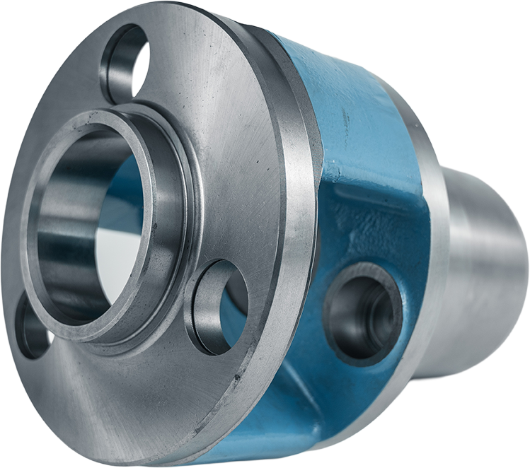 Metalen machineonderdeel met een blauwe coating