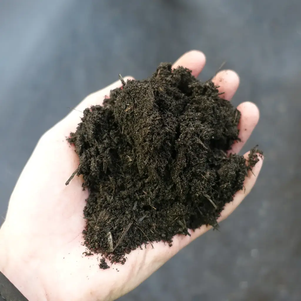 De beste zeefkwaliteit bij de productie van hoogwaardige compost – hier ziet u het eindproduct zonder lange stukken