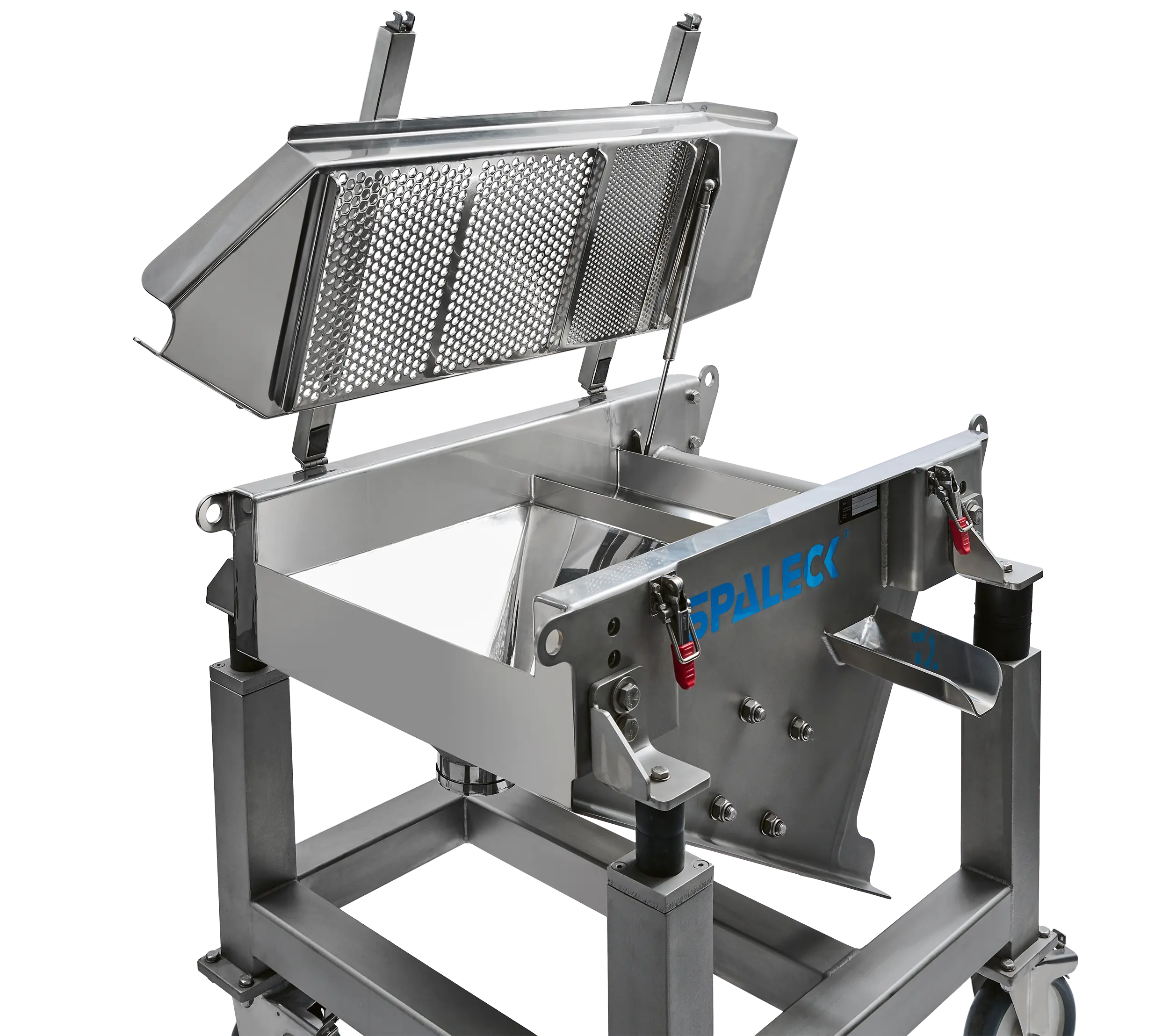 Zeefmachine voor controlezeven bij de productie van granulaten – hier in het ComfortLINE-ontwerp voor optimale reiniging en bediening