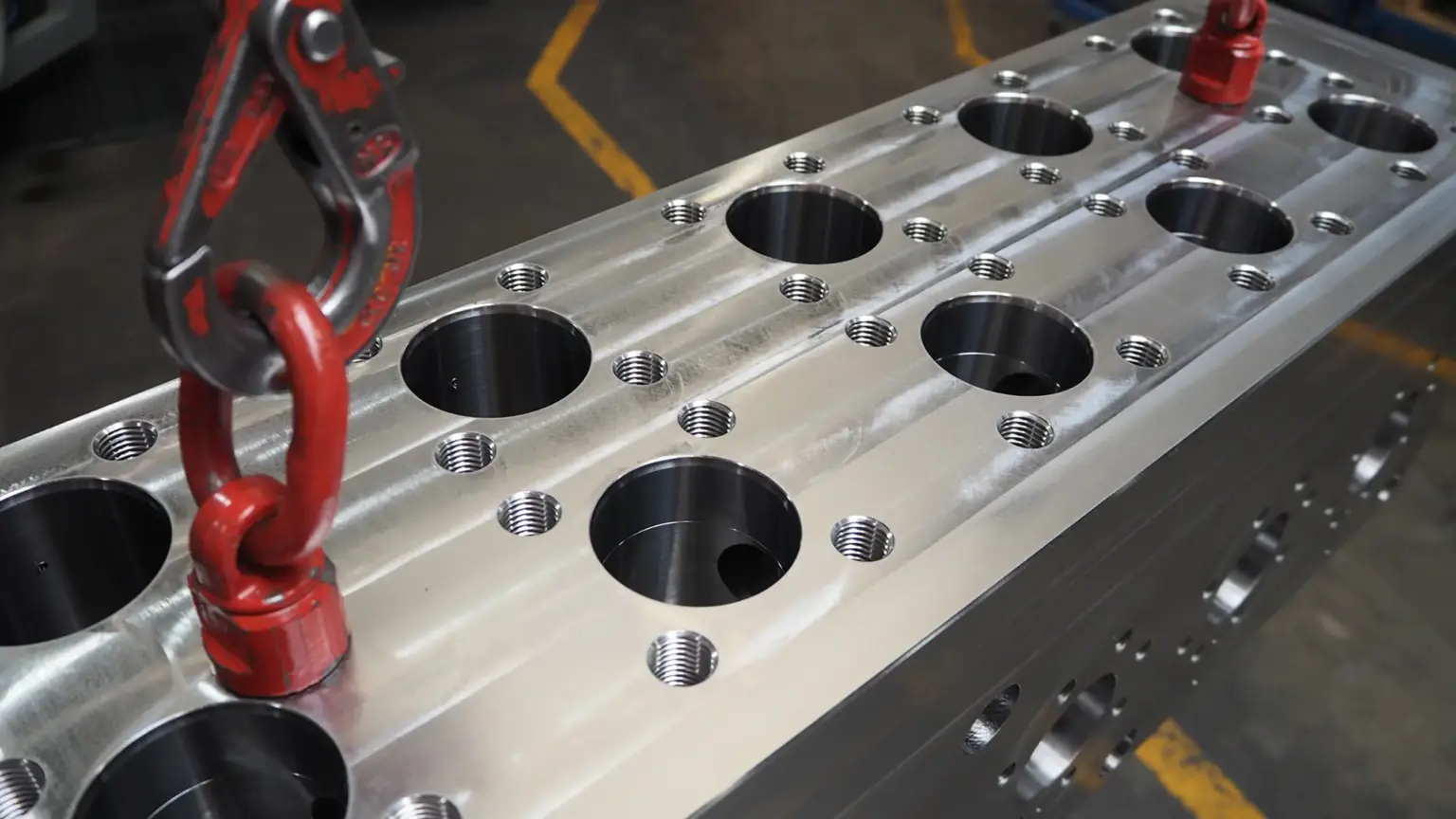 Groot CNC-onderdeel met rollende boringen