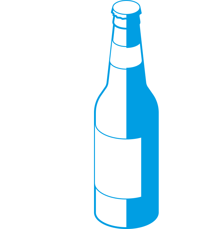 Icoon bestaande uit een drankfles en levensmiddelen, als symbool voor sectoren zoals de levensmiddelentechniek en procestechniek, geproduceerd voor de SPALECK-machines