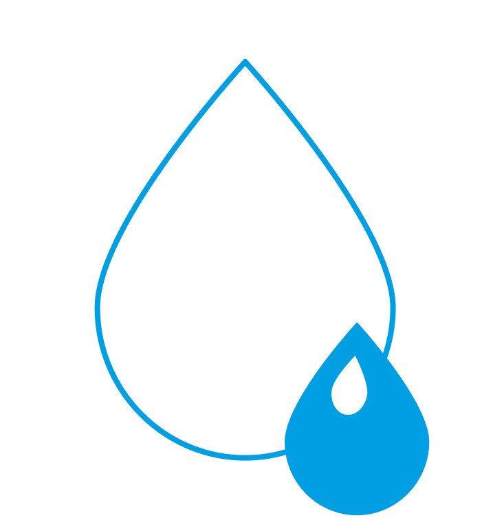 Twee waterdruppels zijn ontwikkeld als pictogram voor waterzuivering en afvalwaterkringloopprocessen voor de SPALECK-oplossingen