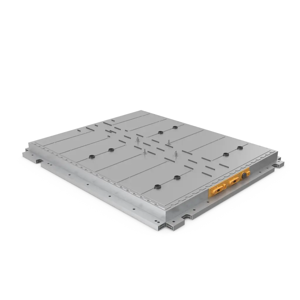 Rendering van een accubehuizing van een elektrisch voertuig