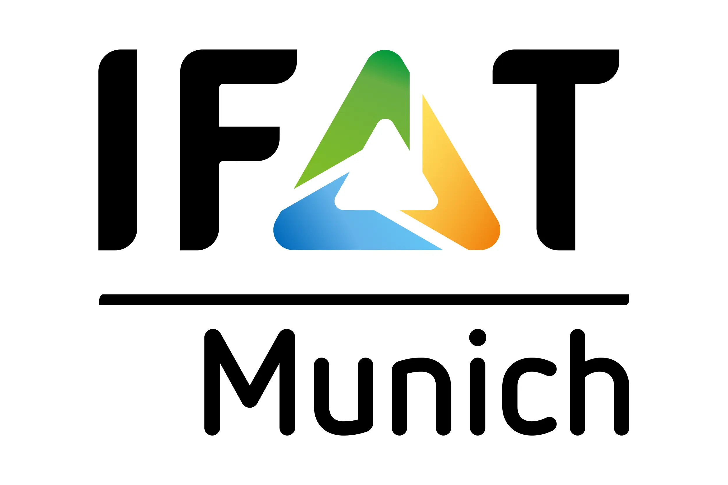 IFAT München-logo met een kleurrijke driehoek