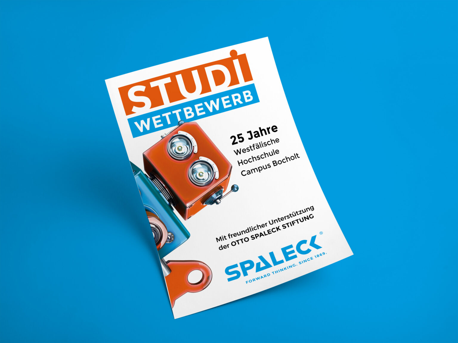 Afbeelding van een flyer voor de studentenwedstrijd ter gelegenheid van het 25-jarig jubileum van de Westfälische Hochschule, campus Bocholt
